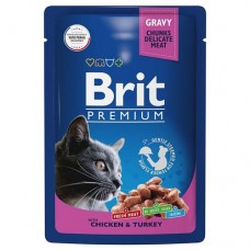 Brit Premium Пауч для кошек Цыпленок и индейка 85г